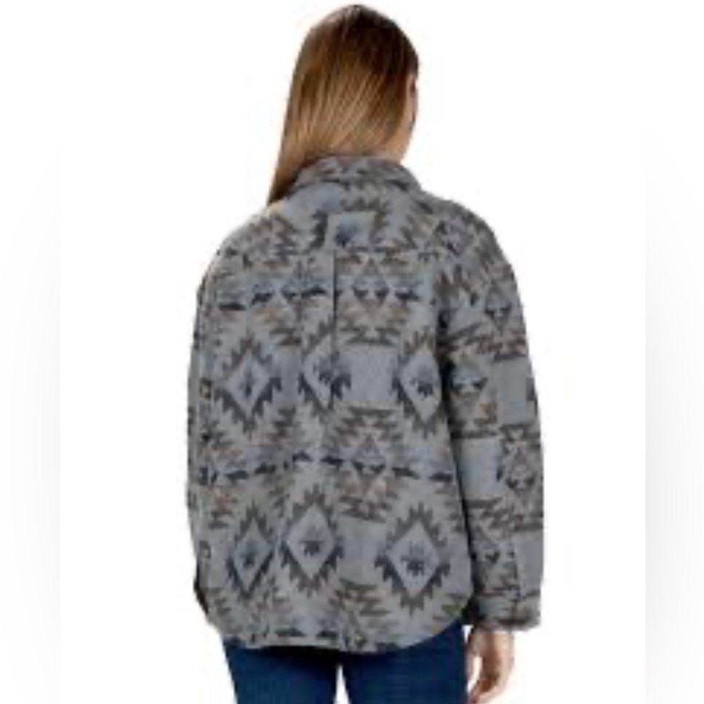 ODDY Women's Gray and Black Patterned Utility Jacket